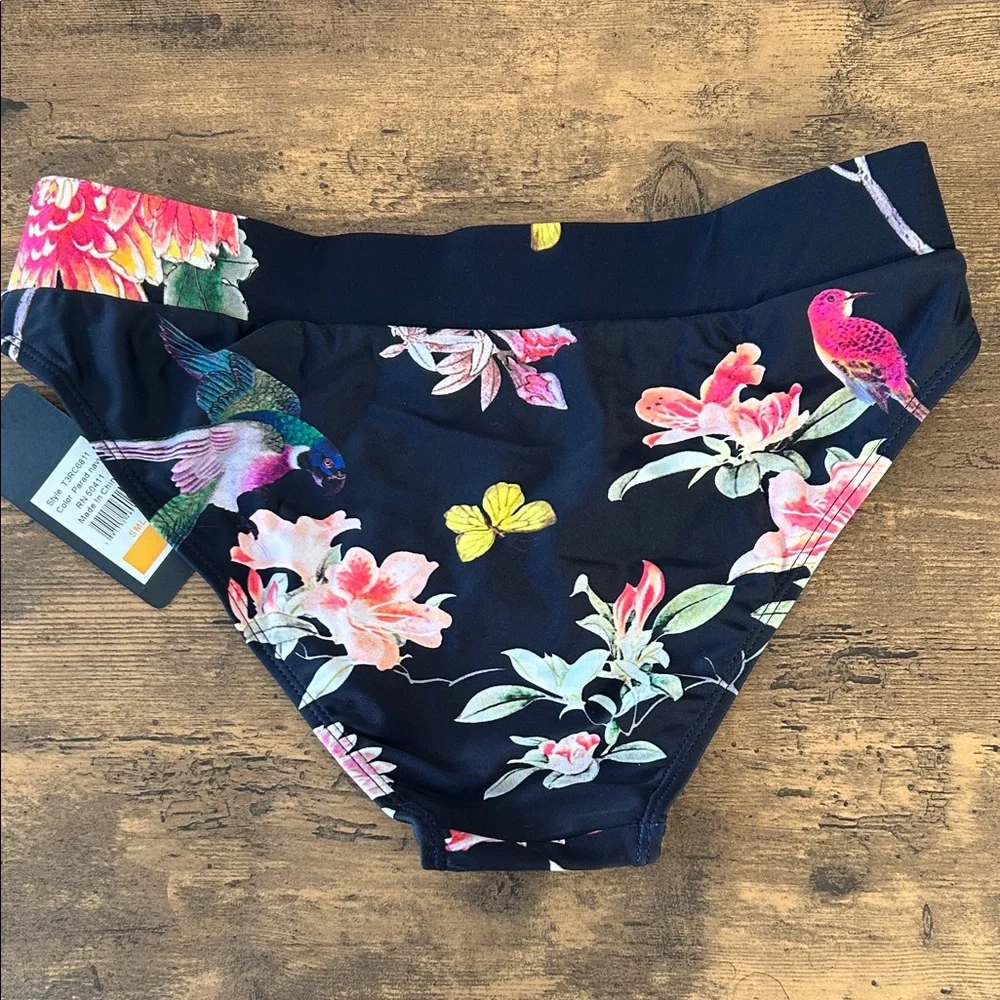 NWT Women's Floral Bikini Bottoms with Butterfly, bird, and flower print - Picture 6 of 6